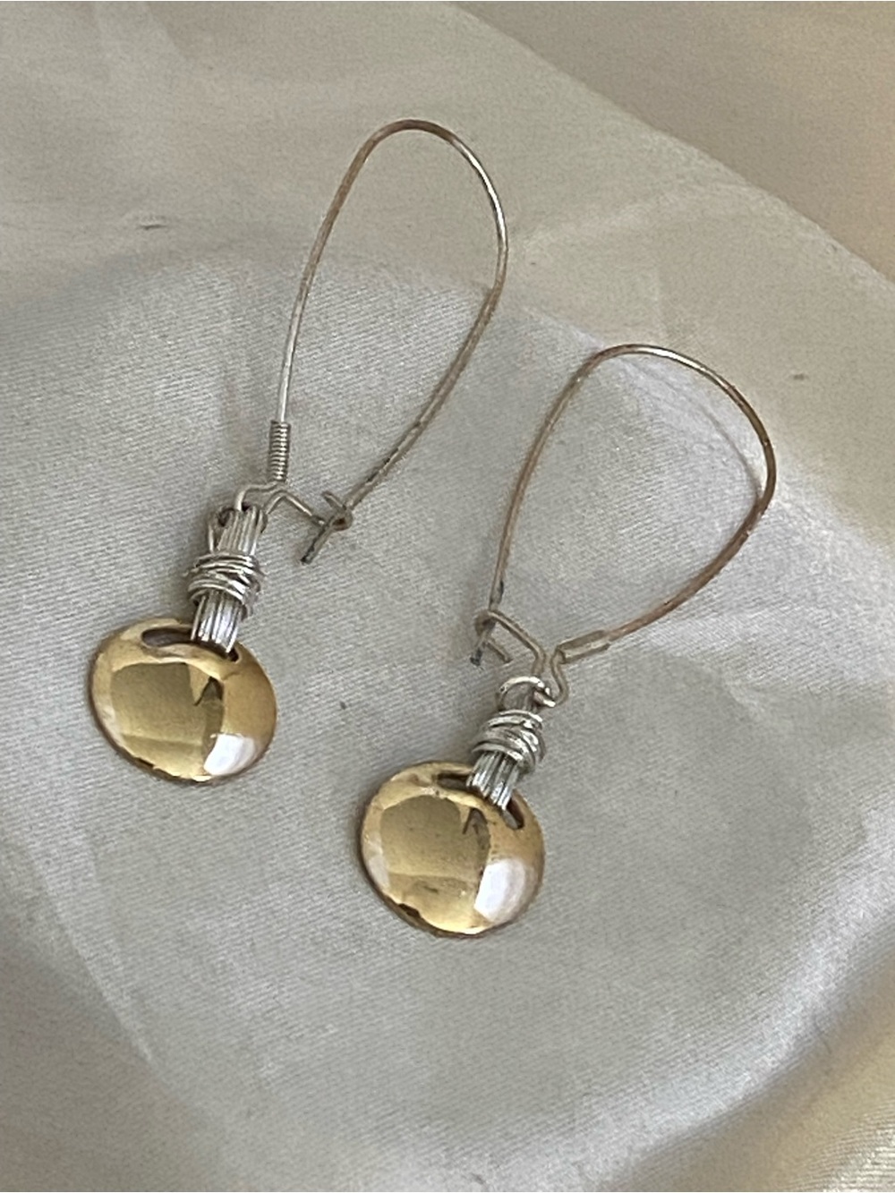 Robert Lee Morris RLM SOHO Two Tone Gold Silver Disc Drop Dangle Earrings